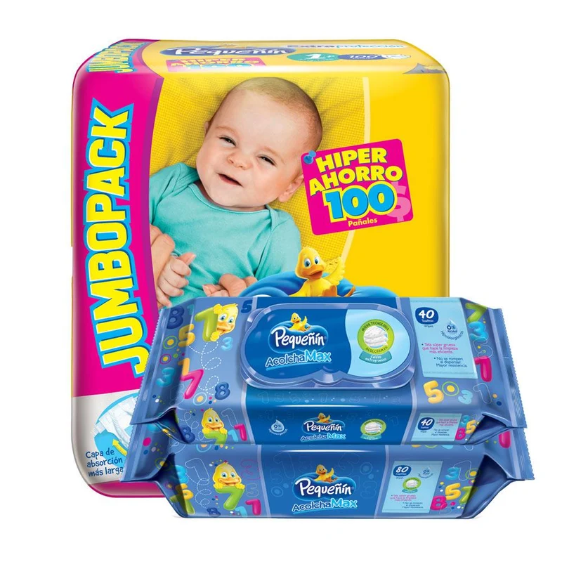 combo pequenin extraproteccion etapa 1 pack 100 toallitas humedas acolchamax con tapa x120