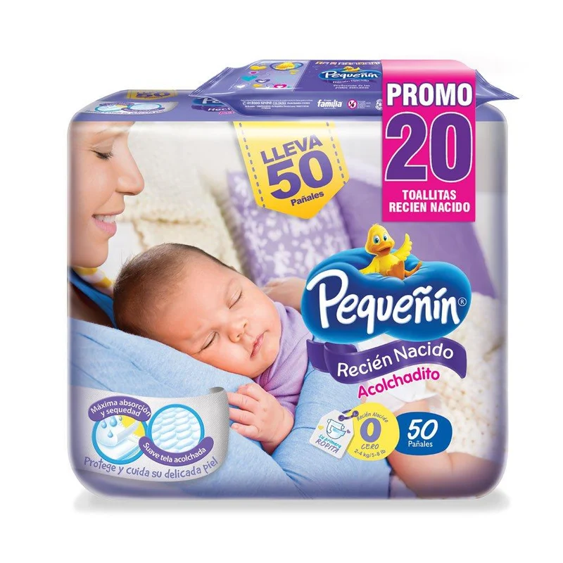 panales pequenin recien nacido acolchadito x50 20 panitos humedos gratis
