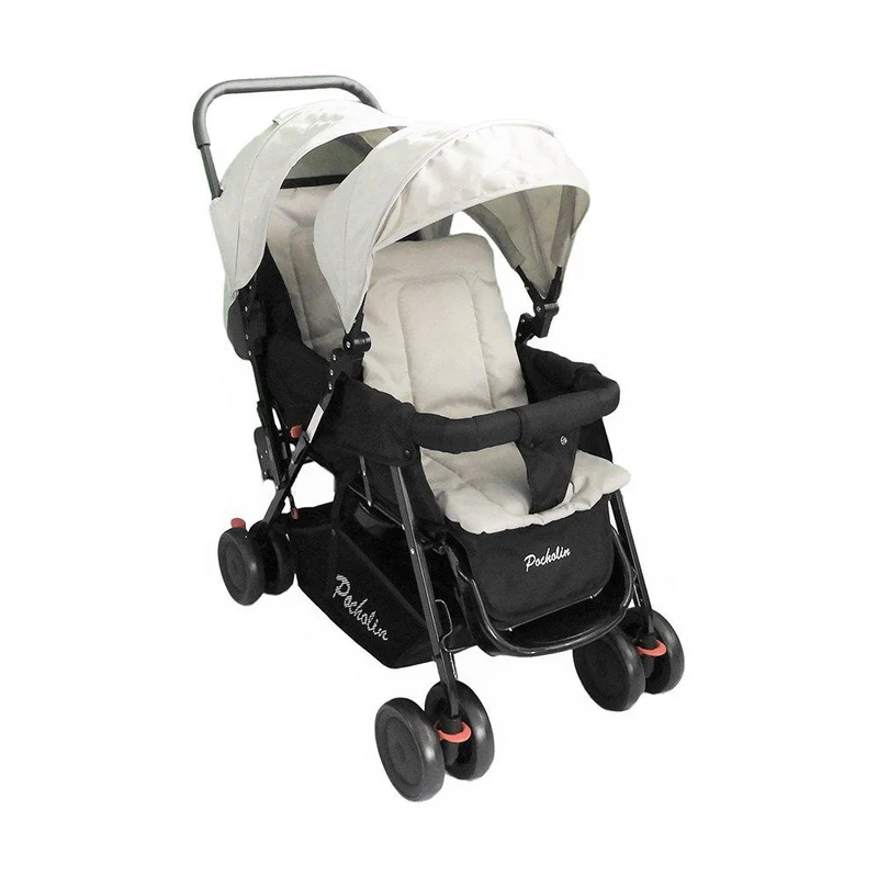 coche gemelar gris