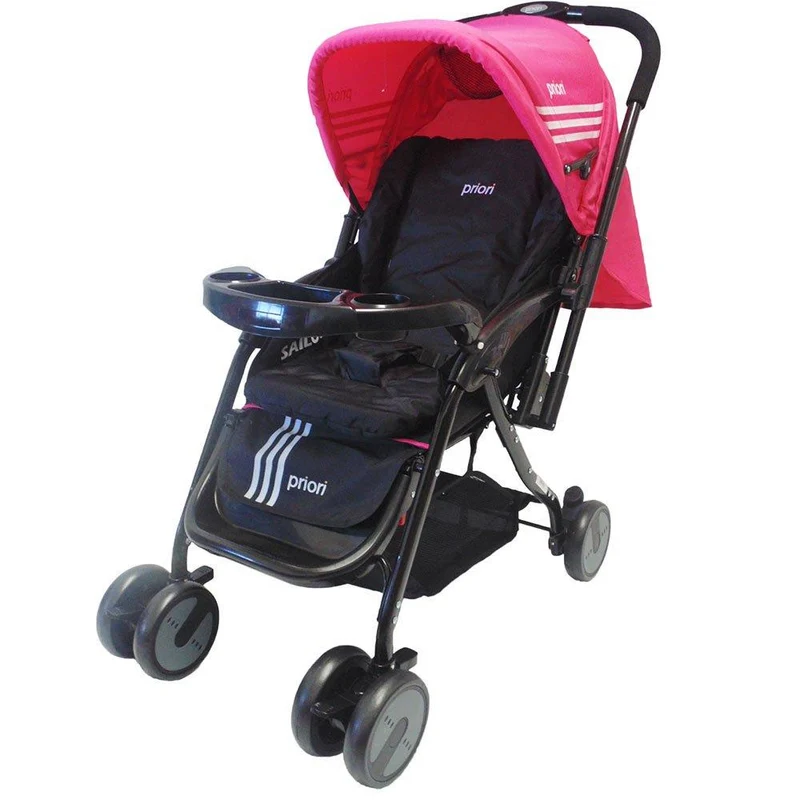 coche cuna priori con manija reversible sailor rosado