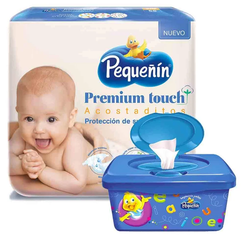 combo etapa 2 66 panales pequenin premium touch toallitas humedas acolchamax caja x 80