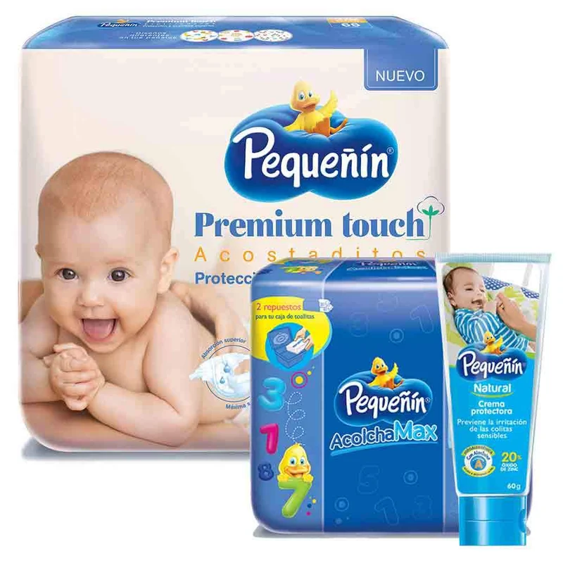 combo etapa 2 66 panales pequenin premium touch toallitas acolchamax repuesto caja x 160 crema portectora pequenin natural