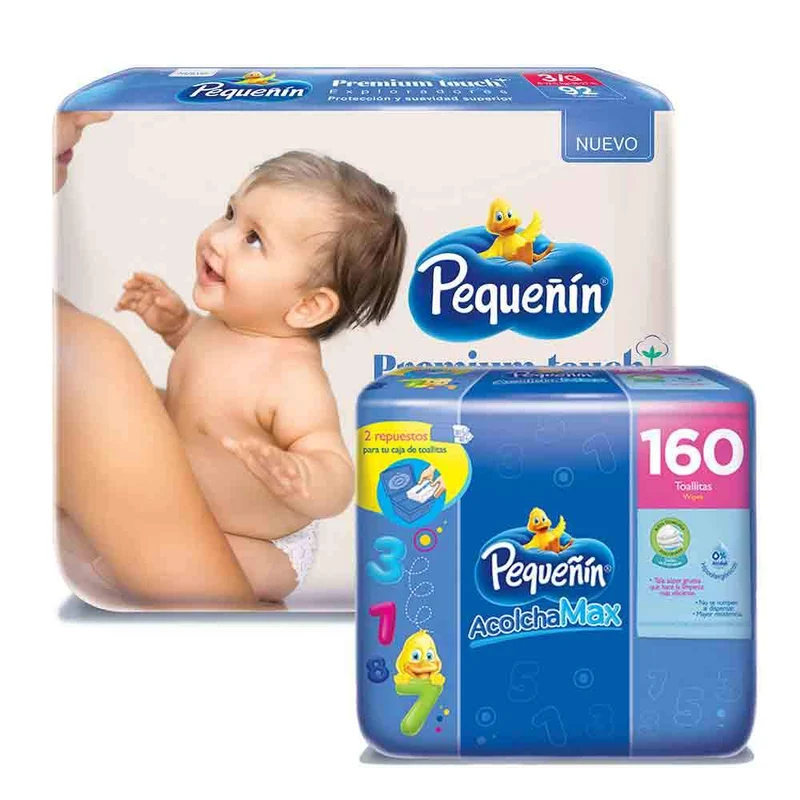 combo etapa 3 92 panales pequenin premium touch toallitas acolchamax respuesot caja x 160