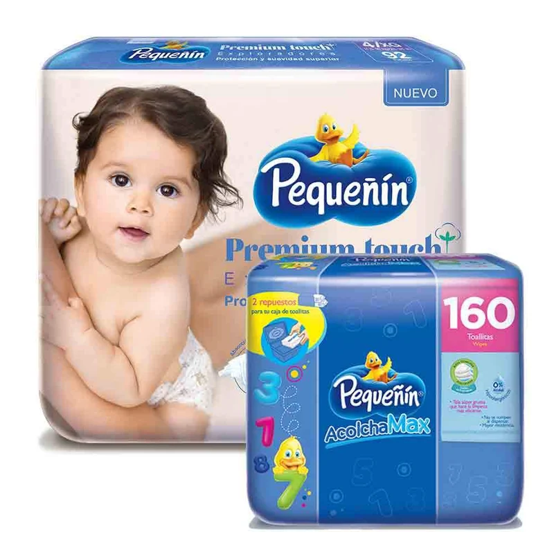 combo etapa 4 92 panales pequenin premium touch toallitas acolchamax repuesto caja x 160