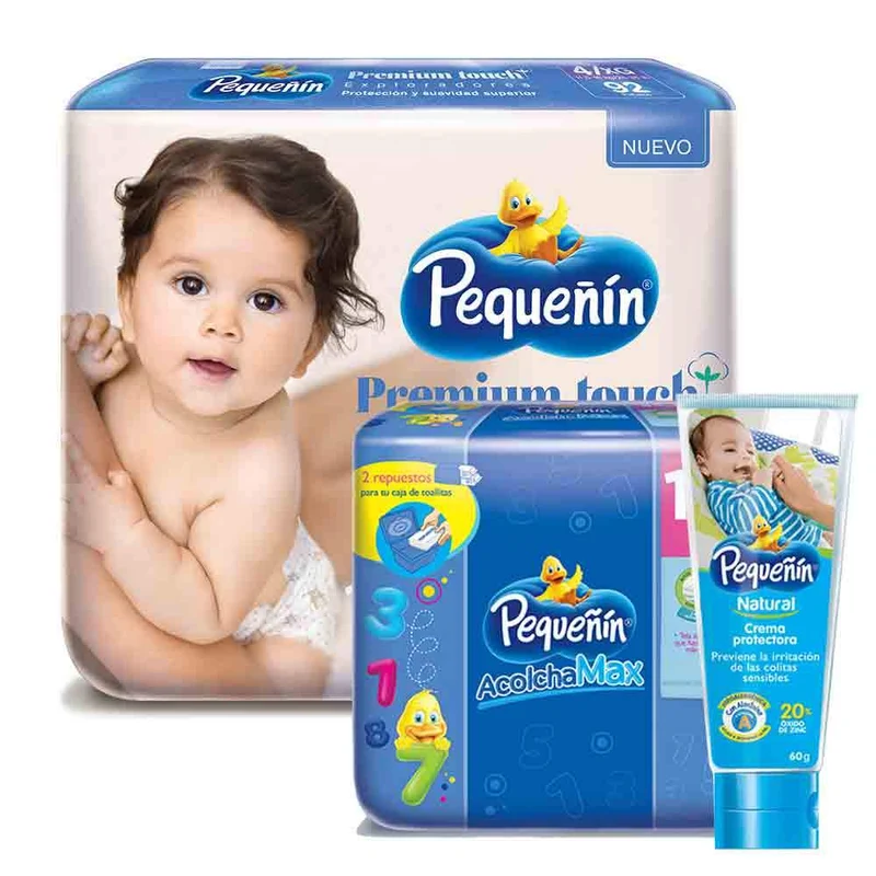 combo etapa 4 92 panales pequenin premium touch toallitas acolchamax respuesto caja x 160 crema protectora pequenin natural