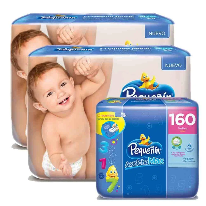 combo etapa 5 52 panales pequenin premium touch toallitas acolchamax repuesto caja x 160