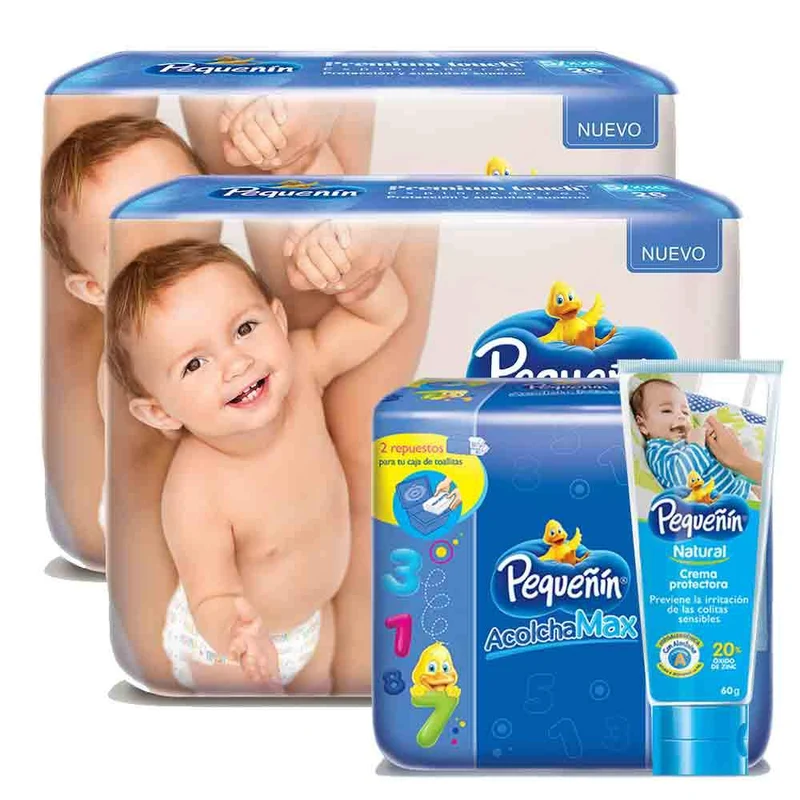 combo etapa 5 52 panales pequenin premium touch toallitas acolchamax repuesto caja x 160 crema protectora pequenin natural