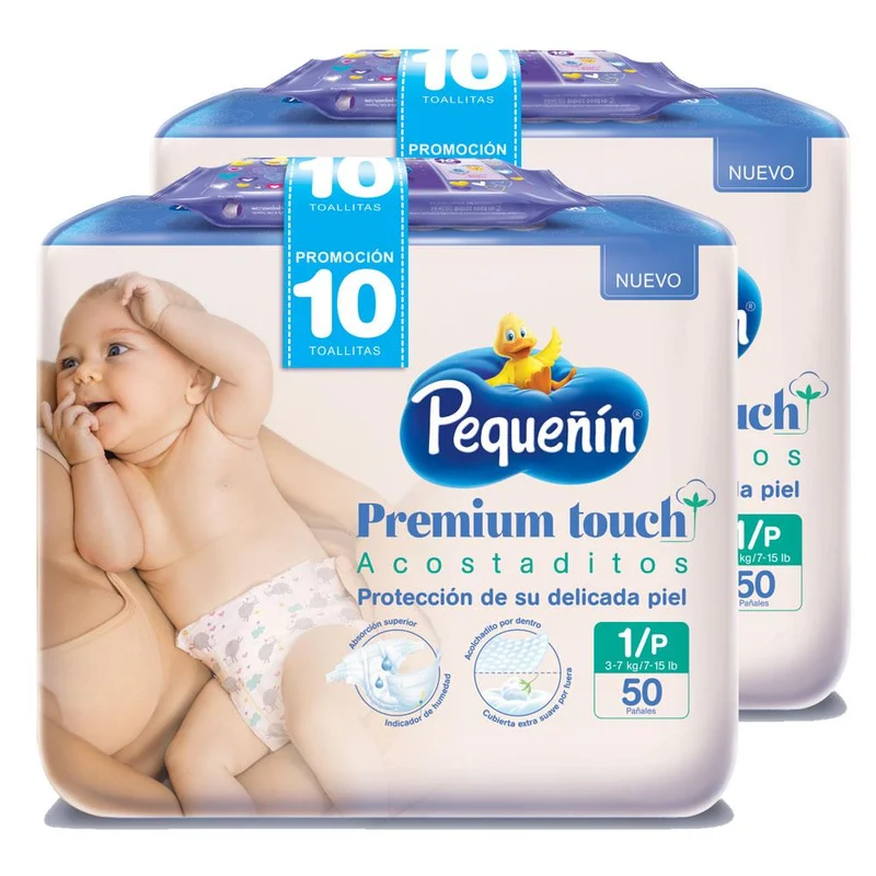 etapa 1 pack x 100 panales pequenin premium touch gratis 20 toallitas recien nacido