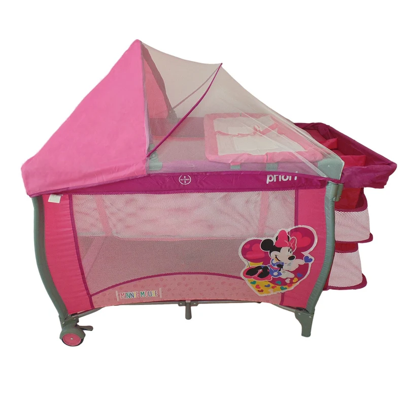 cuna corral disney priori minnie dos niveles con cambiador y mosquitero de lujo dis 429 rosado nina