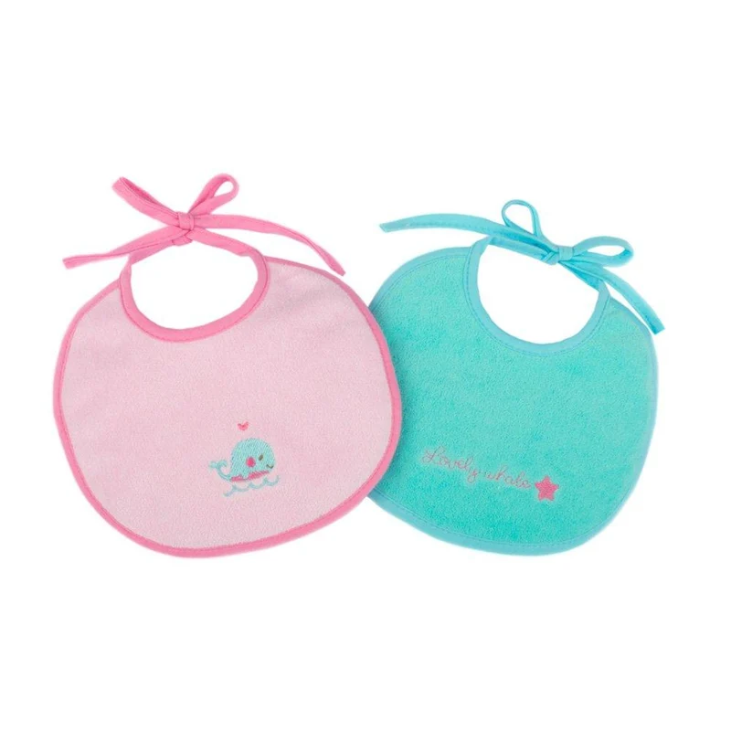 babero terry set x 2 rosa azul