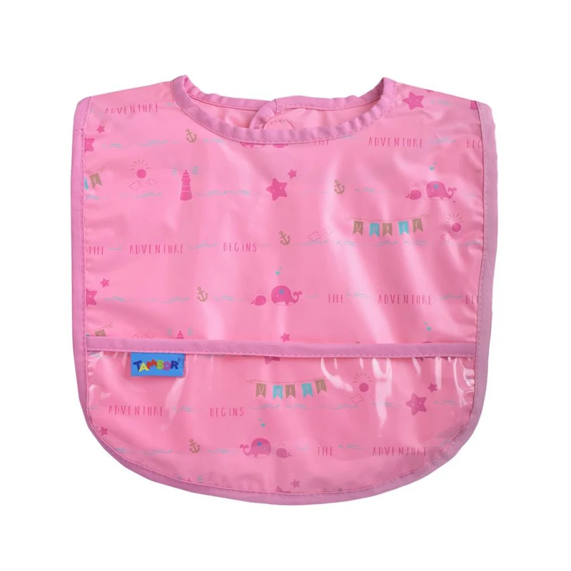 babero plastico con bolsillo nina