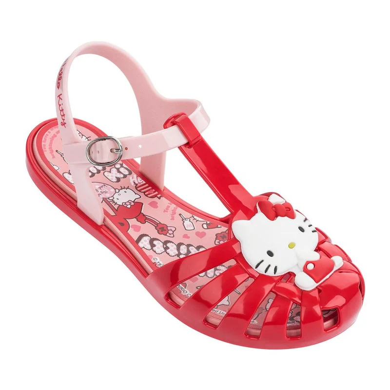 sandalia hello kitty colors rojo rosa t 27