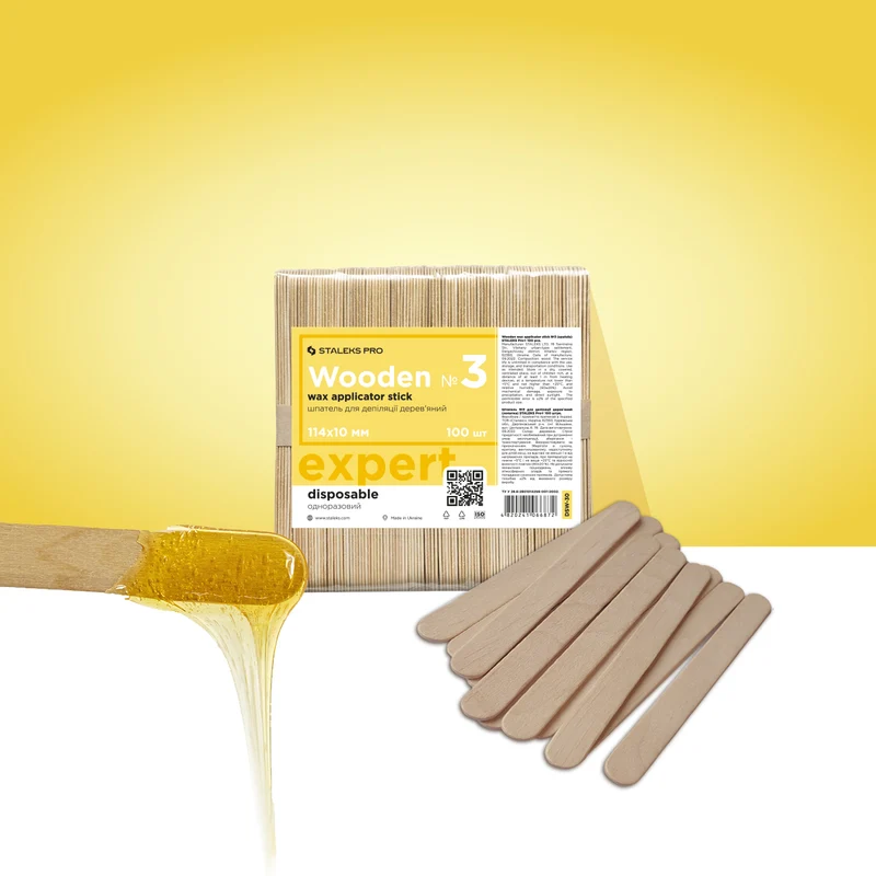 STALEKS EXPERT Wooden wax applicator stick, 114x10 mm (100 pcs)