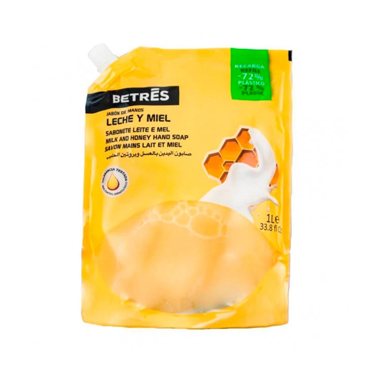 Recarga jabon manos proteinas leche/miel Betres 1l
