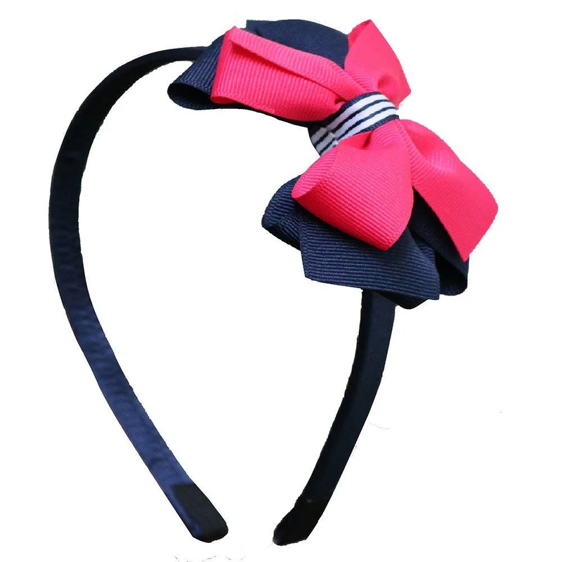 diadema azul mono azul con fucsia