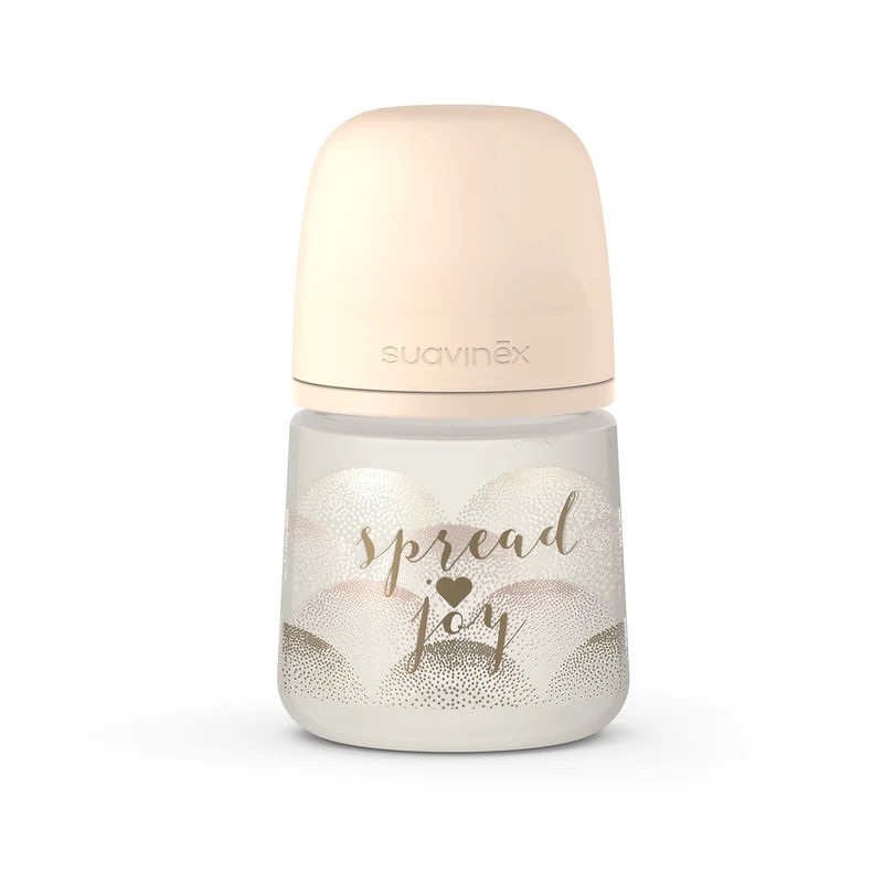 Mamadera Beige Spread Joy de 150ml con Tetina Fisiologica Sx Pro de Silicona Flujo Lento +0 meses