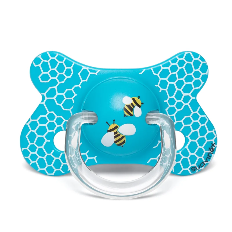 Chupete Azul Abeja con Tetina Anatómica de Silicona 4/18 meses
