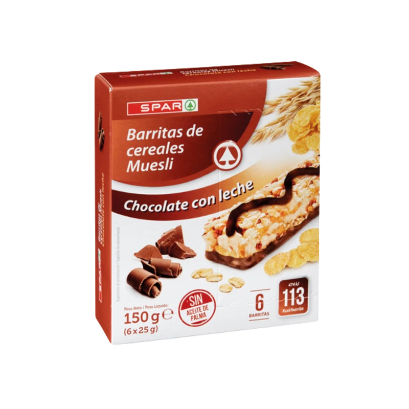 Barritas de Cereales de Chocolate con Leche SPAR