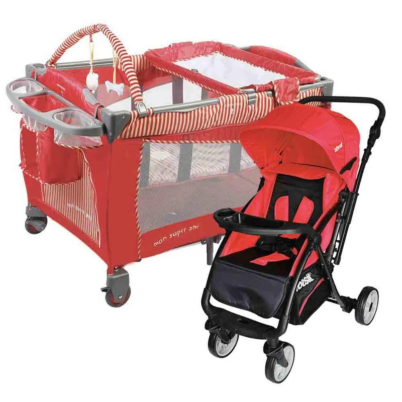 combo coche liberty rojo cuna corral mon ami rojo