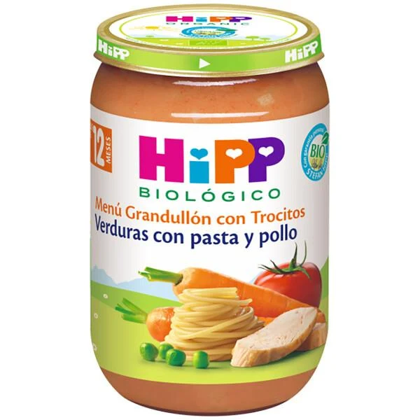 Tarrito de verduras con pasta y pollo bio +12 meses HiPP 220 g