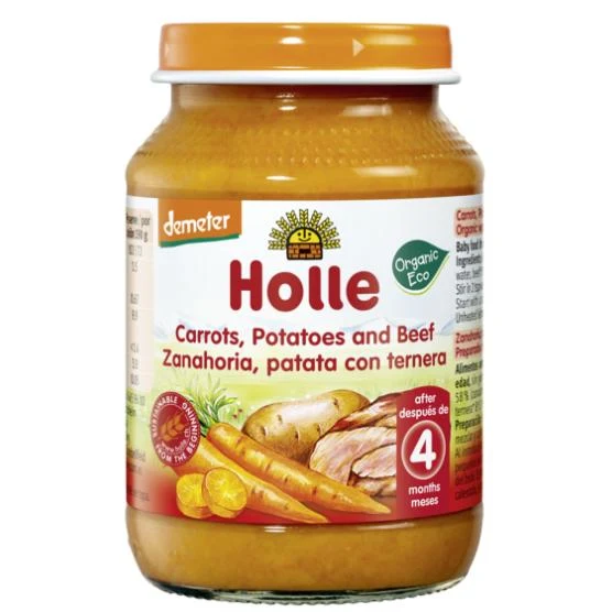 Tarrito ECO de zanahoria, patata y ternera +4 meses Holle 190 g