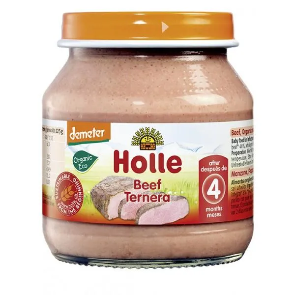 Tarrito ECO carne de ternera +4 M, Holle 125 g