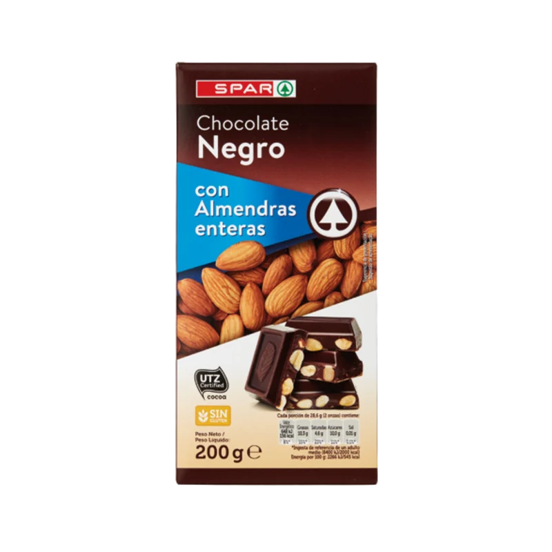 Chocolate Negro con Almendras Enteras SPAR 200g