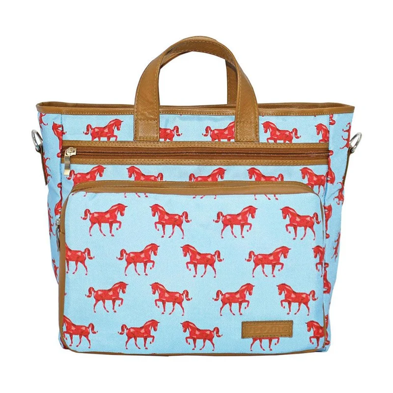 panalera baby bag caballos azul con rosa marca use.me