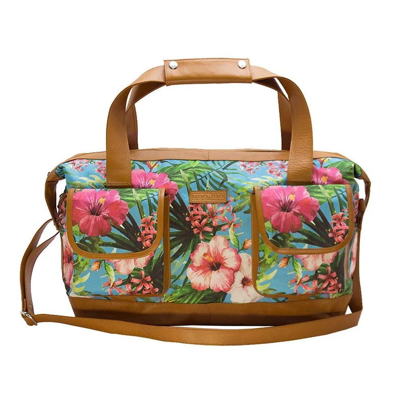 maleta little duffle flores colo azul rosa marca use.me