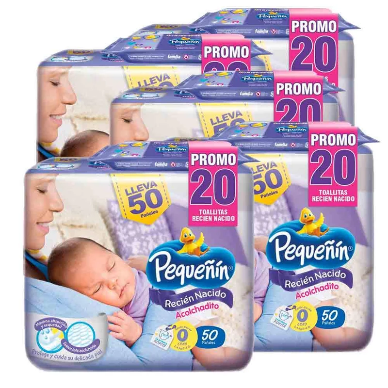 combo panales pequenin recien nacido acolchadito x 250 100 panitos humedos gratis