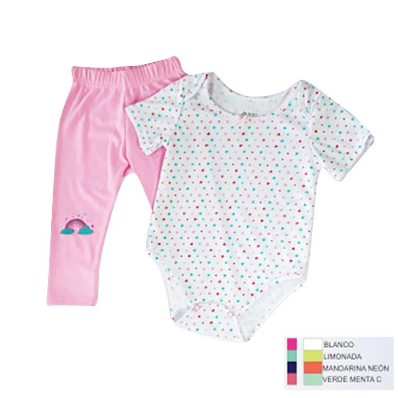 conjunto bebe body nina manga talla 18 24 color mandarina neon