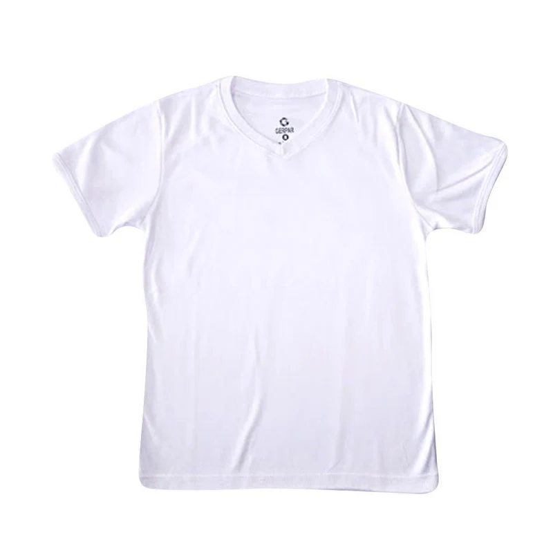 camiseta cuello v tela lisa blanco talla 14 color blanco