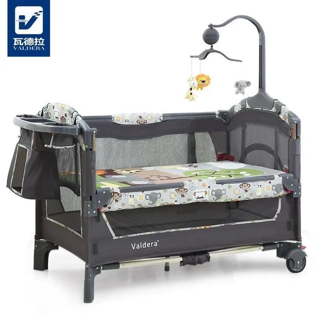 Valdera Multi Function Folding Crib European Portable Game Bed Can be docked with the bed Baby Bed