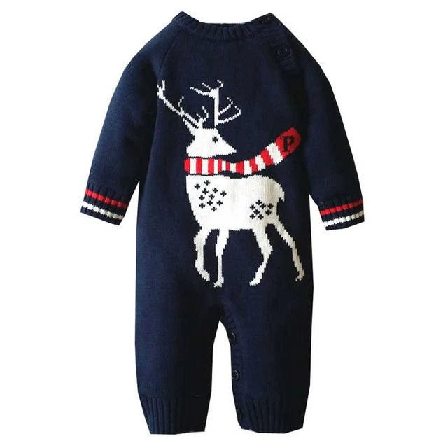 Newborn Baby Clothes Winter Crochet Baby Clothing Infant Christmas Outfits Deer Knit Warm Baby Halloween Costumes Winter Romper