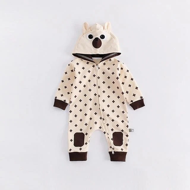New Born Baby Hooded Overalls Newborn Rompers Toddler Boys Girls Long Sleeve Animal Halloween Costume Baby Warm Infant Jumpsuit
