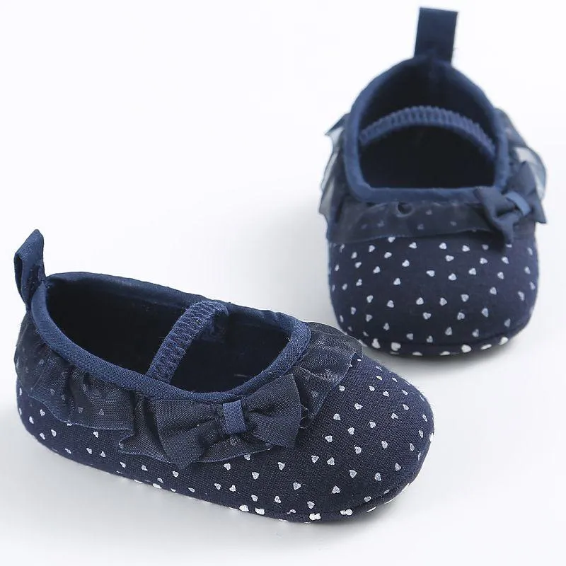 Newborn White Bowknot Dot Baby Girl Lace Shoes Toddler Prewalker Anti-Slip Shoe Simple Baby Shoes