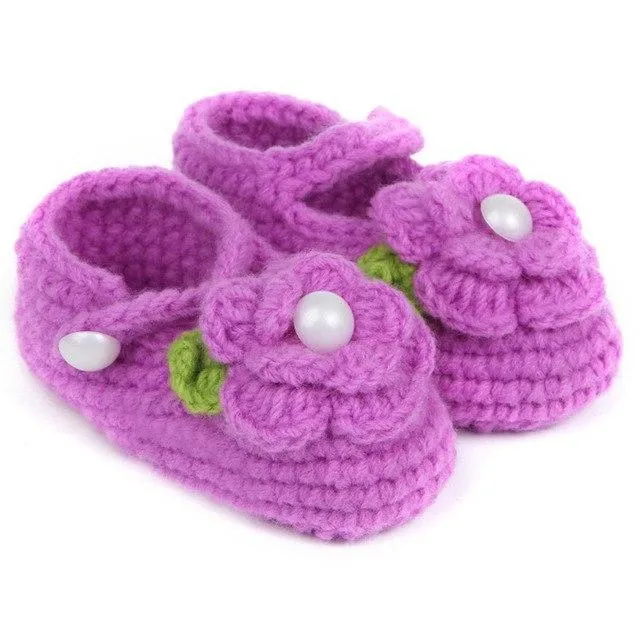 Lovely Infant Toddler Princess First Walkers Newborn Baby Girls Kid Prewalker Soft Soled Shoe Flower Knitting Shoes Footwear