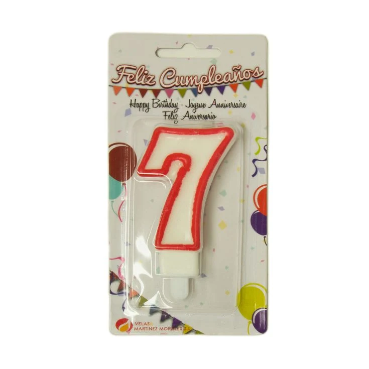 Vela blister cumpleaños nº7 Velas Martínez 1u