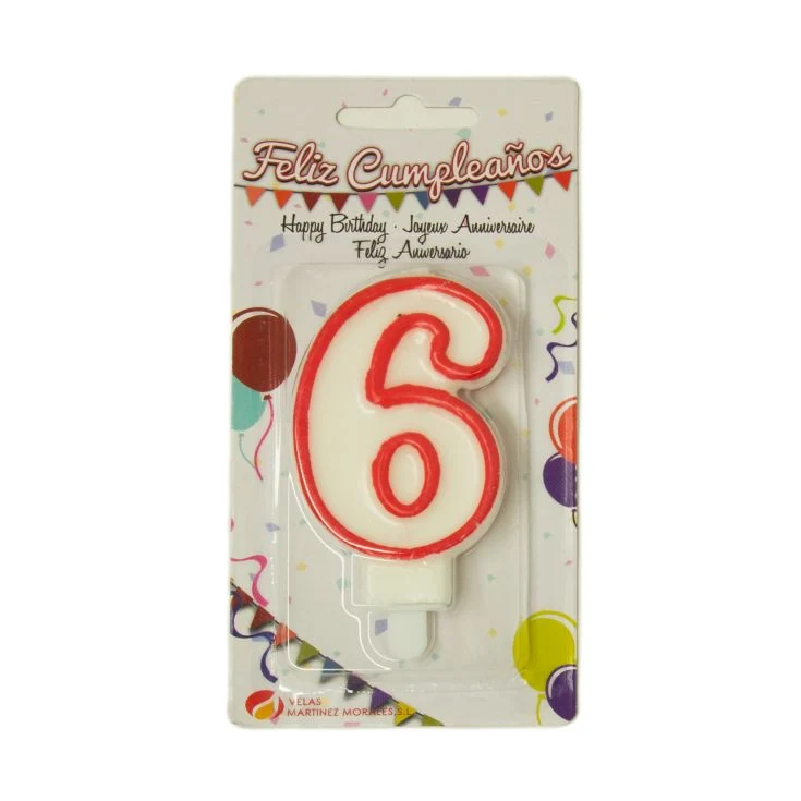 Vela blister cumpleaños nº6 Velas Martínez 1u