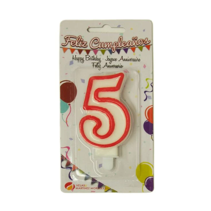 Vela blister cumpleaños nº5 Velas Martínez 1u