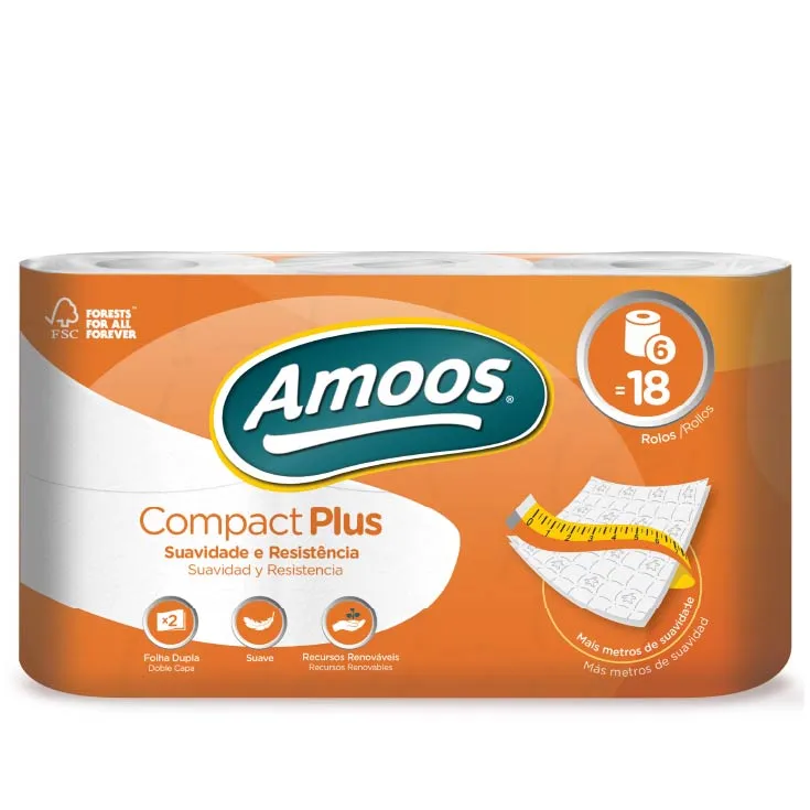 Papel higienico compacto triple 2c amoss 6 rollos