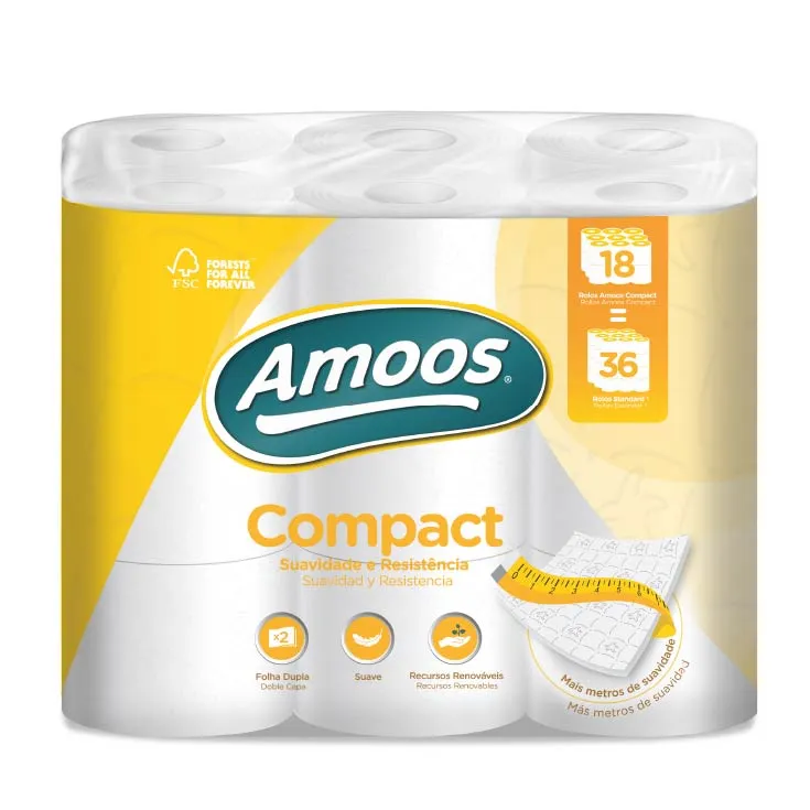 Papel higienico compacto Amoos 18 rollos