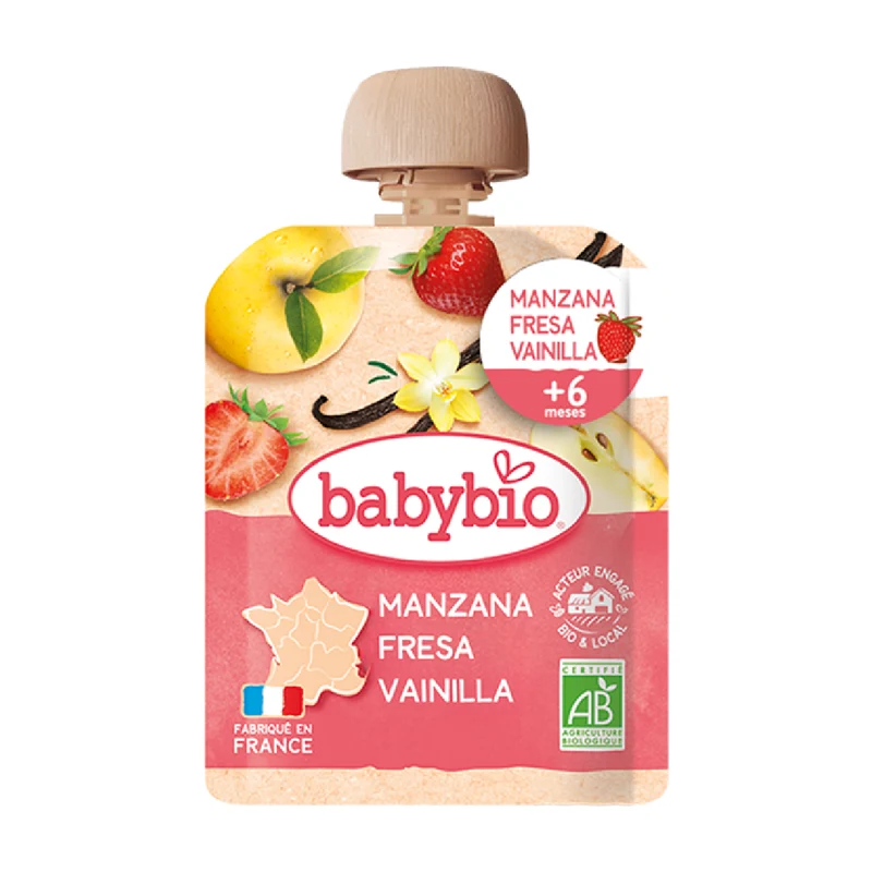 Pouch de Manzana, Fresa y Vainilla (a partir de 6 meses) babybio 90g