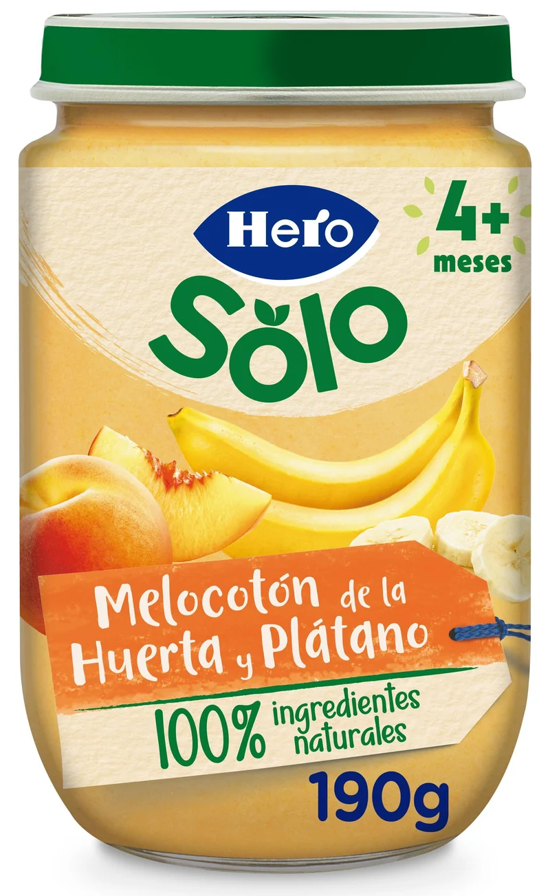 Potito fruta melocotón/plátano Hero 190g