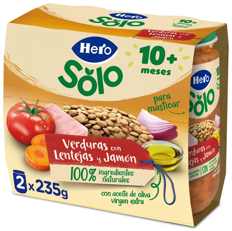 Potito carne lentejas/verdura/jamon Hero p2 235g