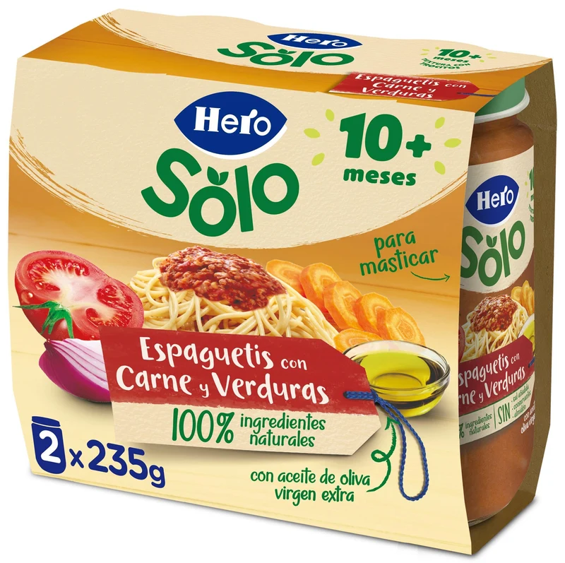 Potito carne c/spaguetti/carne/verdura Hero p2 235g/u