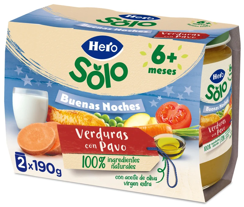 Potito buenas noches c/verdurita/pavo Hero p2 190g/u