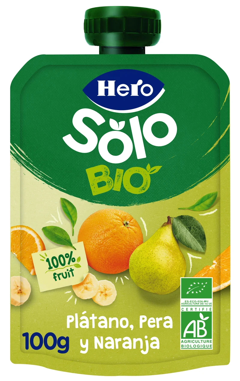 Compota pera/plátano/naranja eco Hero baby 100g