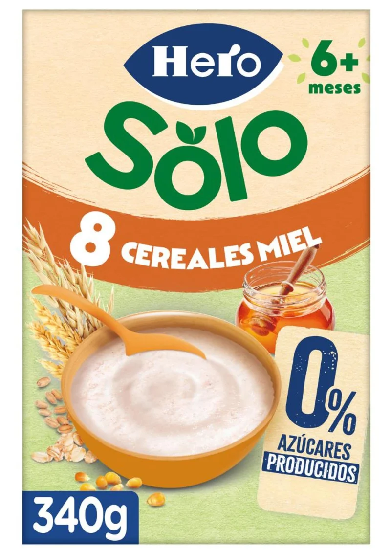 Preparado papilla 8 cereales/miel 0% Hero baby 340g