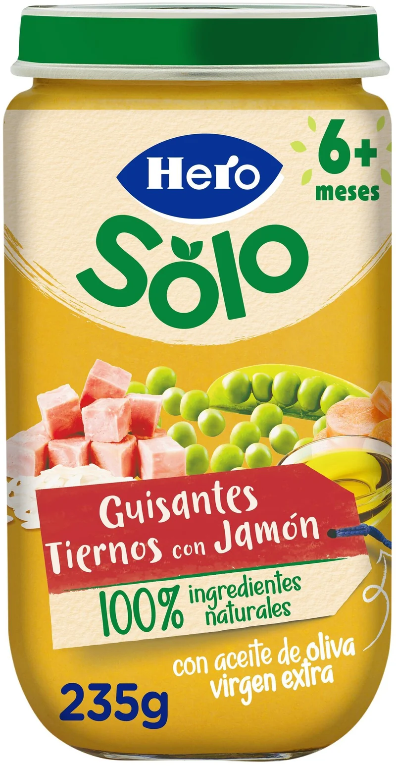 Potito carne jamón/guisante Hero baby 235g